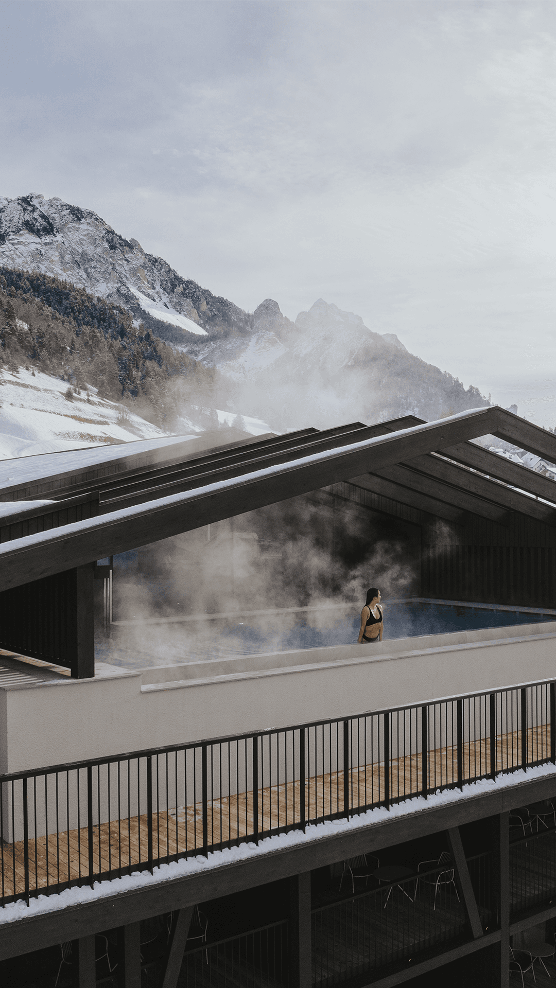 Italian alpine ski resort heated pool company offsite